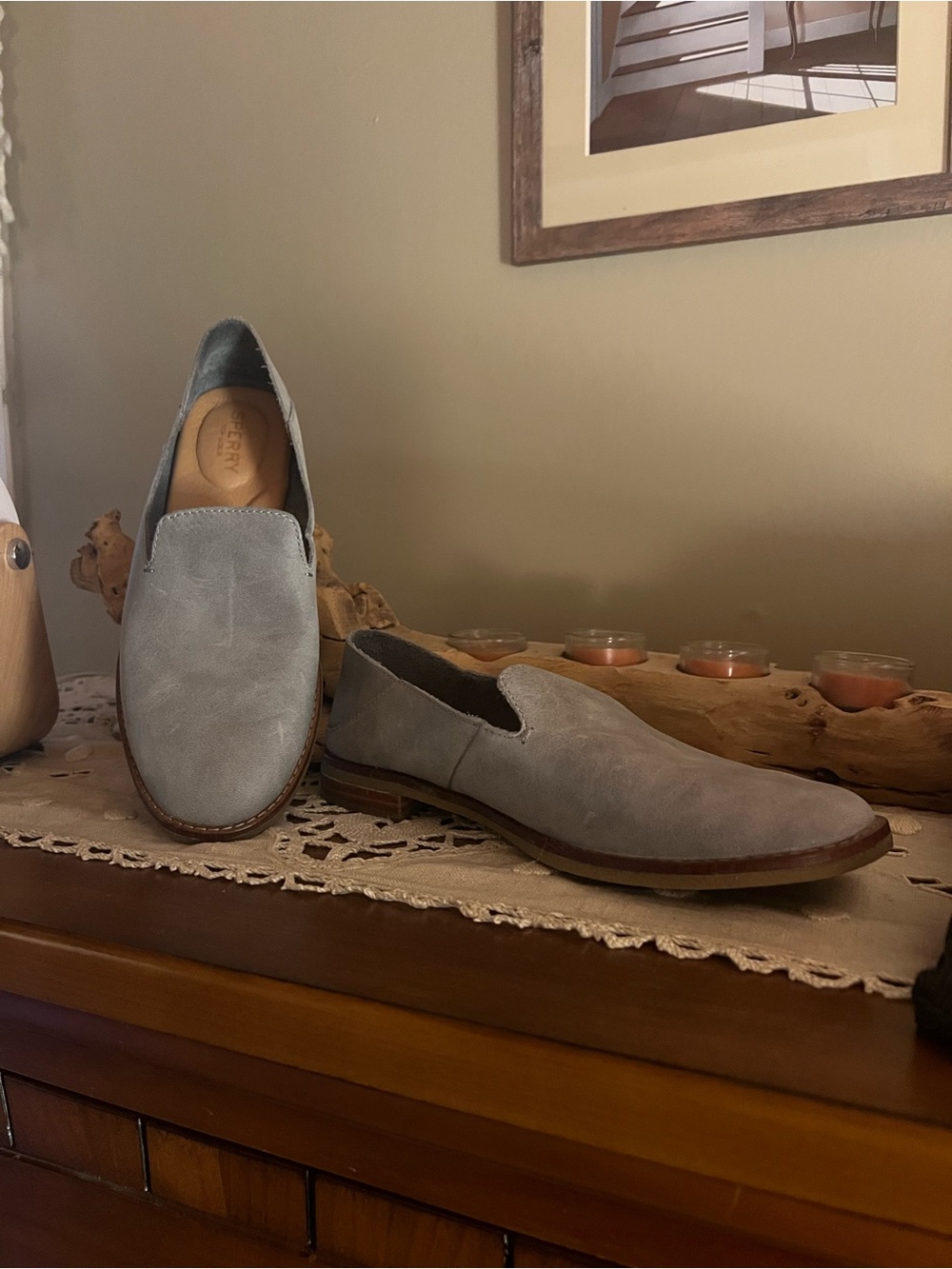 Sperry Women's Light Gray Suede Slip-On Loafers
